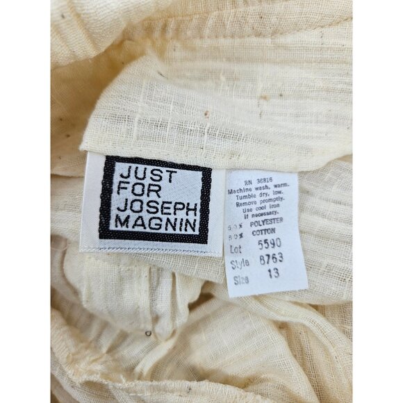 VTG Just for Joseph Magnin Cream Gauze Top and Pants Set Womens 13/11 Wide Leg - Picture 8 of 9